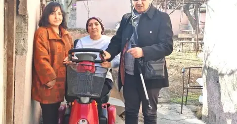 Şiddet mağduru kadına akülü araç