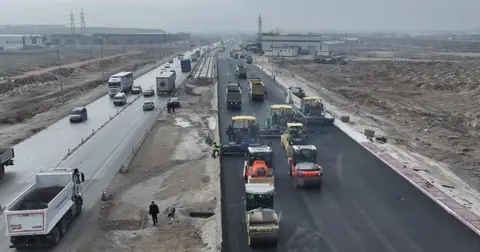 Konya Aslım Caddesi'nde üst yapı çalışması