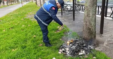 İzmit Kuş Cenneti'nde ilaç yakımı tespit edildi, zabıta ekipleri yangını önledi