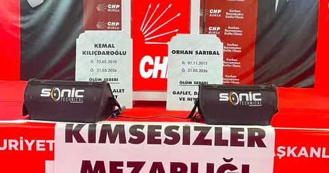 Bursa'da CHP'den Kılıçdaroğlu ve Sarıbal'a mezar taşlı protesto