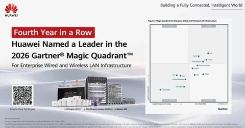 Huawei, 2026 Gartner® Magic Quadrant™ Kurumsal Kablolu ve Kablosuz LAN Altyapısı Raporu'nda 4'üncü kez üst üste lider seçildi