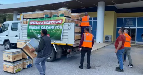 Antalya'da arı kovanı destekleri devam ediyor