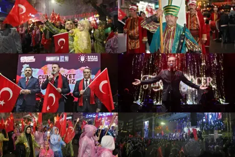 Bursa'da 103. yıl Cumhuriyet coşkusu: Yağmur da durduramadı