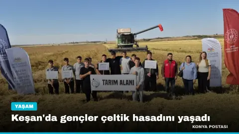 Keşan'da gençler çeltik hasadını yaşadı