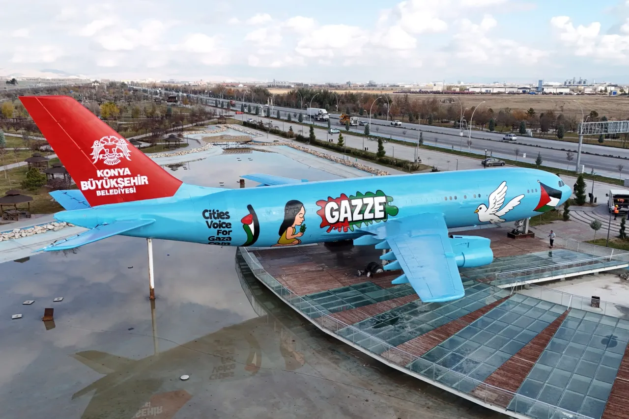 Konya'ya gelenler 'Gazze' mesajıyla karşılanıyor