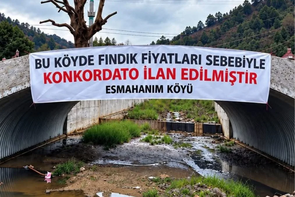 Akçakoca’da fındık fiyatına tepki: köprüye pankart
