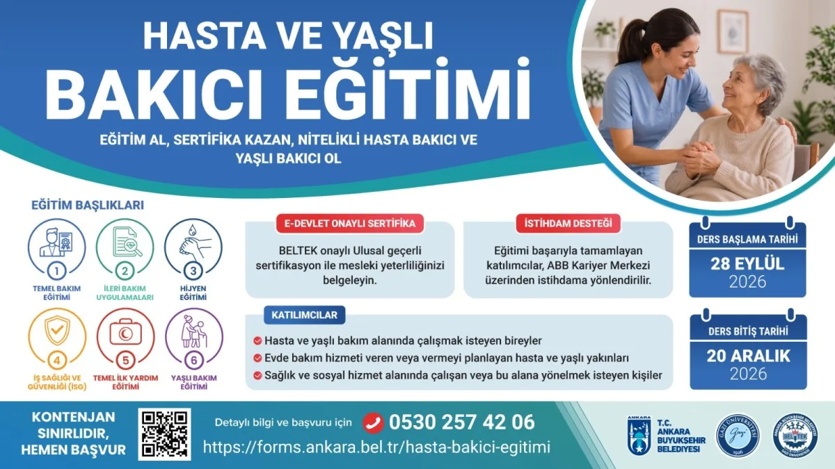 Ankara'da Hasta-Yaşlı Bakıcı Eğitimi Başvuruları Açıldı