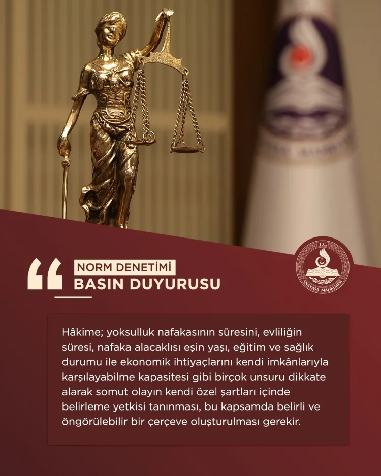 AYM, süresiz yoksulluk nafakasını düzenleyen ibareyi iptal etti