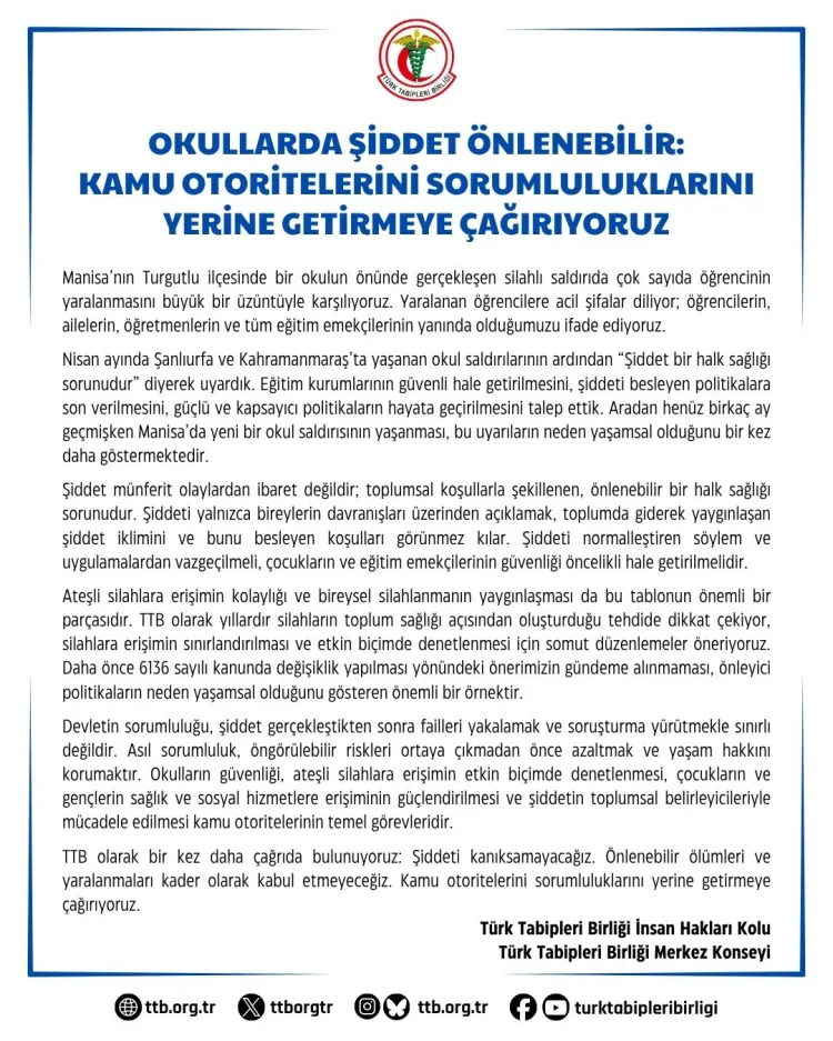 TTB’den okul şiddeti uyarısı!