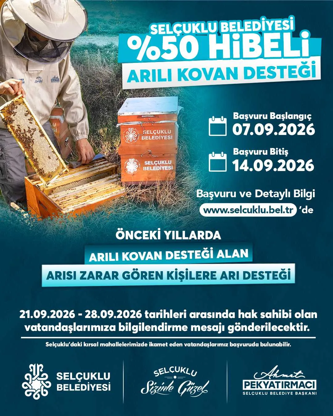 Selçuklu Belediyesi üreticinin yanında olmaya devam ediyor Yüzde 50 Hibeli Arılı Kovan Desteği Başvuruları Başlıyor