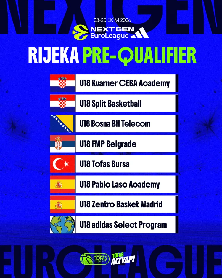 TOFAŞ U18, Adidas NextGen EuroLeague turuna katılıyor