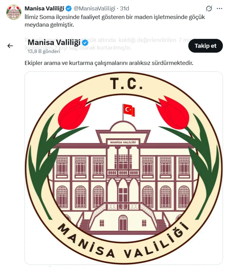 Manisa Soma’da maden ocağında göçük! 7 işçiden 2’si kurtarıldı