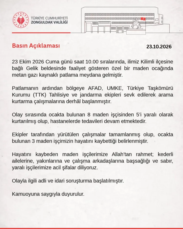 Zonguldak’ta maden faciası: 3 ölü 5 yaralı!