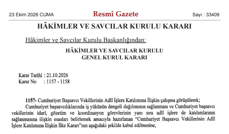 HSK’den Başsavcı Vekillerinin Görevlerine İlişkin Yeni Düzenleme