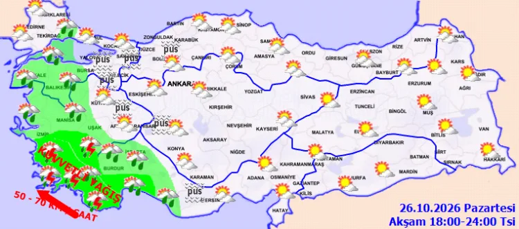 Meteoroloji’den kuvvetli yağış ve fırtına uyarısı! Ege ve Marmara’da dikkat!