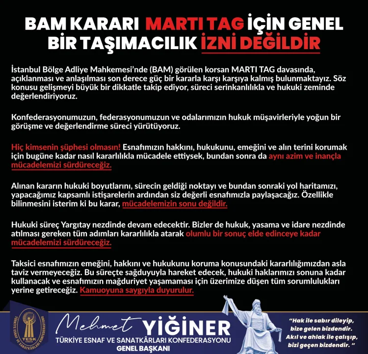 TESK'ten MARTI TAG davası açıklaması