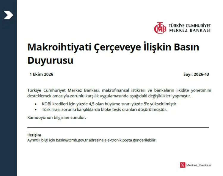 Merkez'den KOBİ kredilerinde büyüme sınırı değişikliği