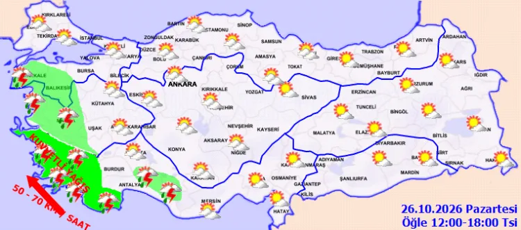 Meteoroloji’den kuvvetli yağış ve fırtına uyarısı! Ege ve Marmara’da dikkat!