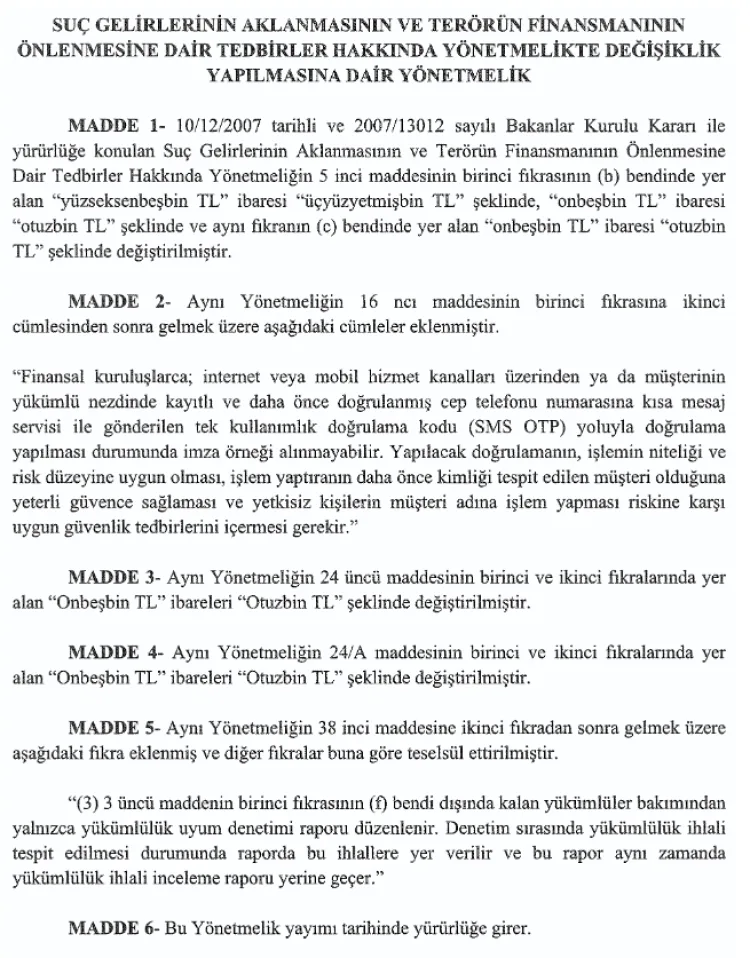 MASAK düzenlemesinde parasal sınırlar yükseltildi... Kara para ile mücadelede yeni düzenleme