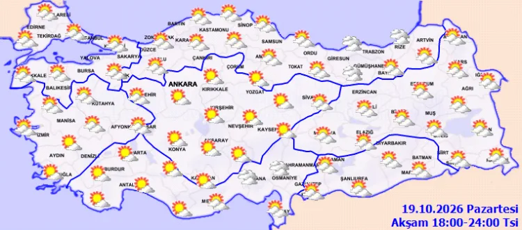 Yurtta bugün hava nasıl olacak? (19 Ekim 2026 Pazartesi)
