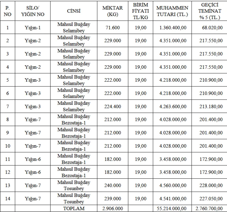 TİGEM’den 55,2 milyon TL’lik buğday ihalesi... 2,9 milyon kilo buğday satışa çıkıyor