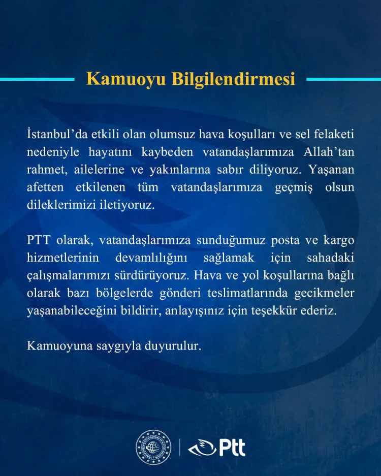 İstanbul’da Sel ve Kötü Hava Posta Teslimatlarını Aksatabilir