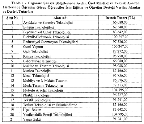 Özel mesleki ve teknik liselere eğitim desteği artırıldı