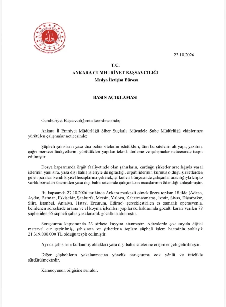 18 ilde yasa dışı bahiste 23 şirkete kayyım! 79 gözaltı